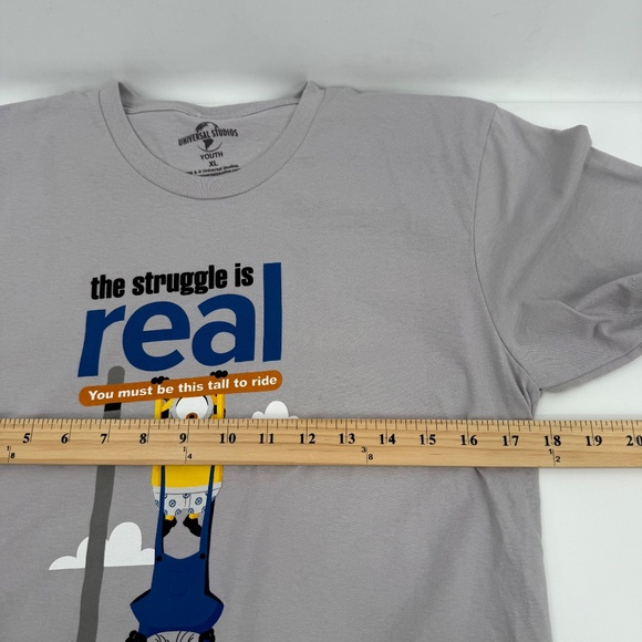 Minions T Shirt Youth XL Gray Struggle Is Real Universal Studios Short Sleeves - Picture 4 of 6